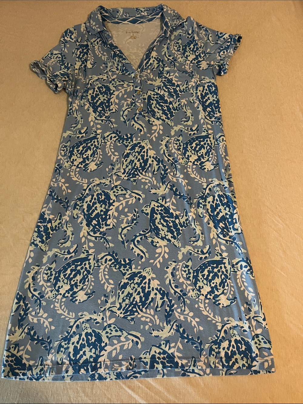 Lilly Pulitzer Blue & White Printed Polo Midi Dress